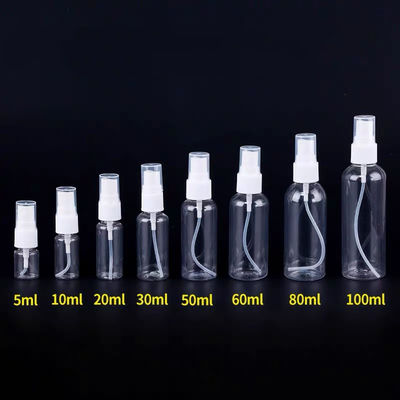 Botella recargable de la bomba del espray del plástico transparente, botella del espray de la bomba 50ml para el agua de Skincare
