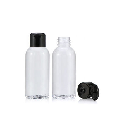 Casquillos de presión transparentes del negro de 100ml Flip Top Plastic Bottles With